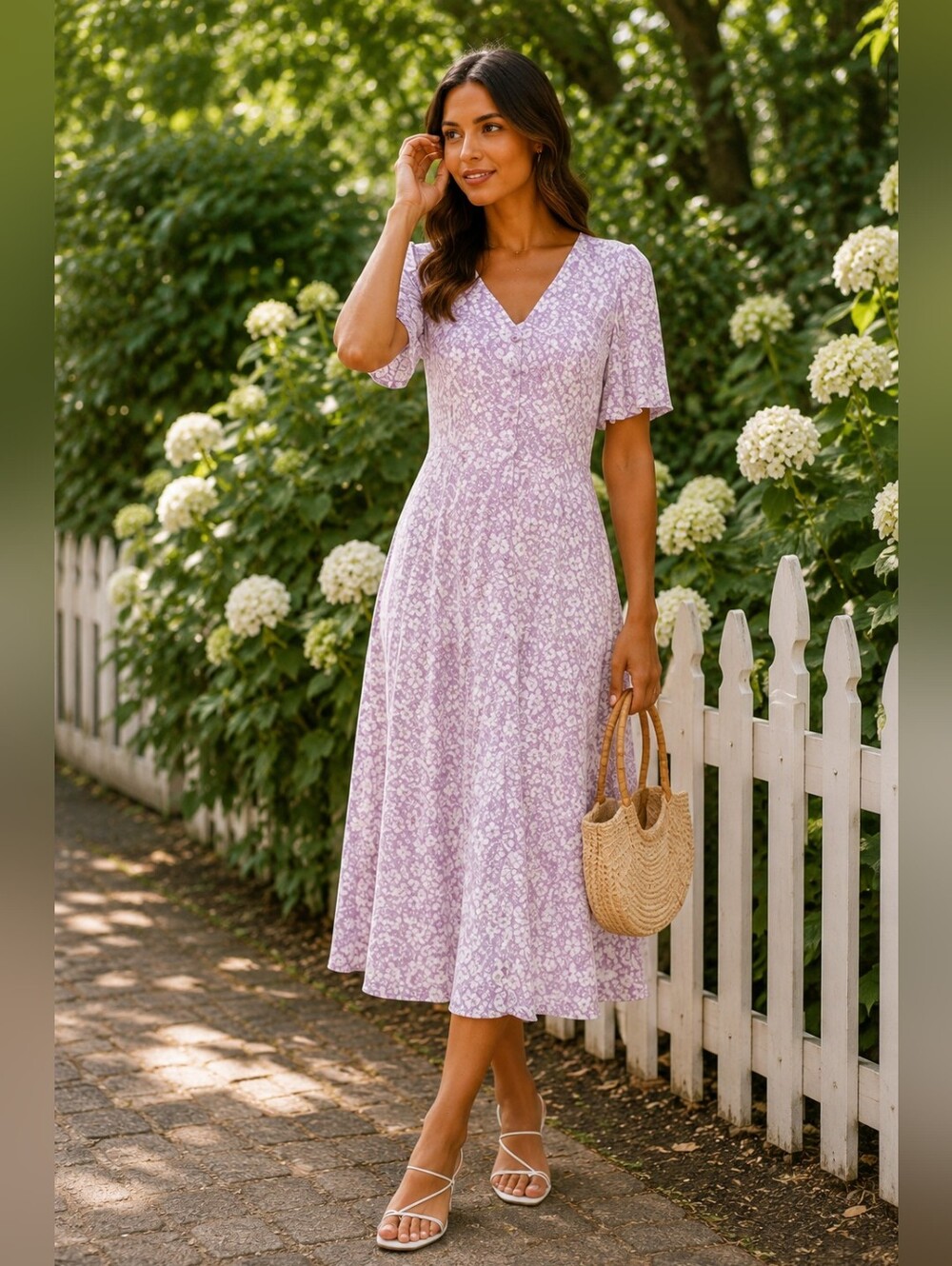 & Other stories flutter sleeve midi floral dress size 4